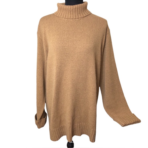 CATO Plus Size Sweater Women’s Size 22/24W Neutral Camel Turtle Neck Loose Fit - Picture 1 of 7